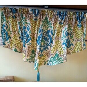 Traditions by Waverly Moira Glory 50" x 25" to Pointed Tassel Valance Blue Multi